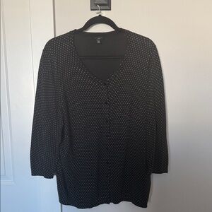 Talbots Black and White Polka Dot Cardigan